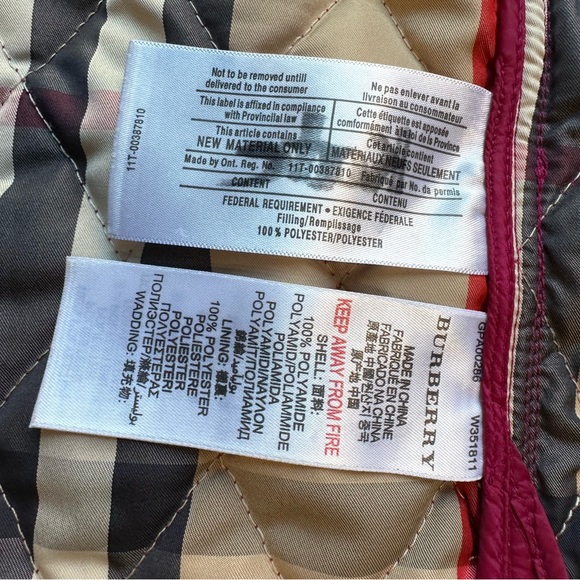 Girls Maroon Burberry Button Up Jacket - Picture 4 of 5